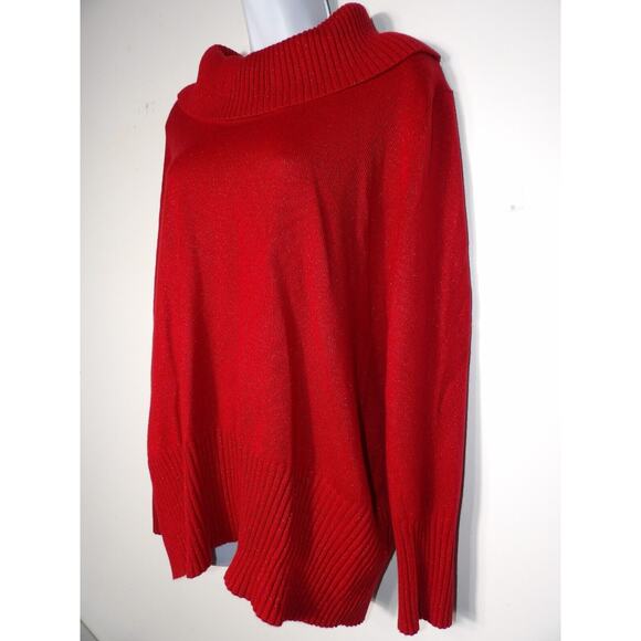 Vtg Jaclyn Smith XXL Sweater Cowl Neck Red Cable Knit Sparkly 90s Holiday Festiv - Picture 5 of 14